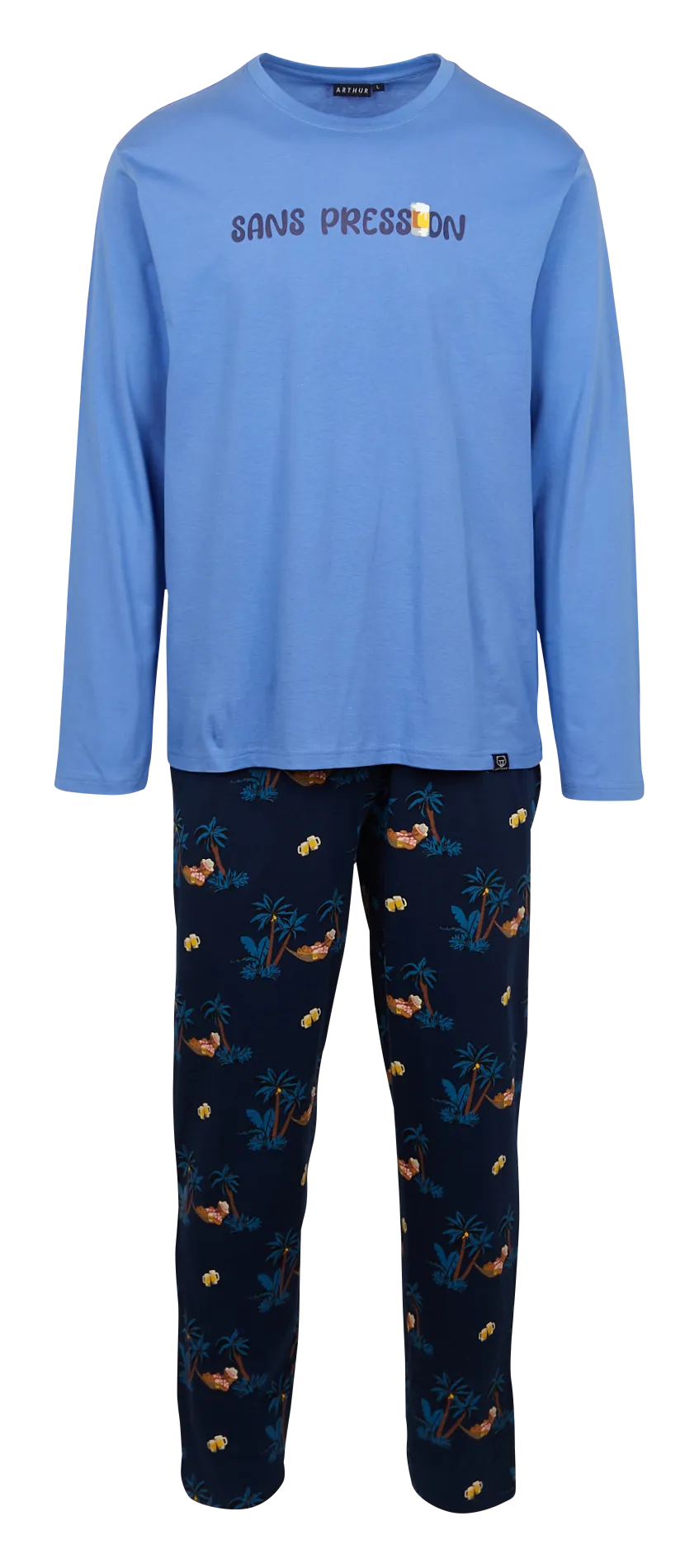 ARTHUR Conjunto de pijama serigrafiado de algodón en azul