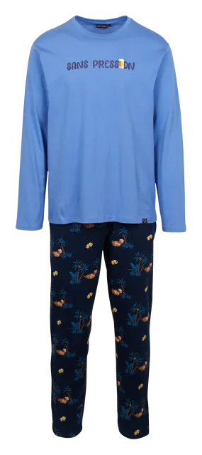 ARTHUR Conjunto de pijama serigrafiado de algodón en azul