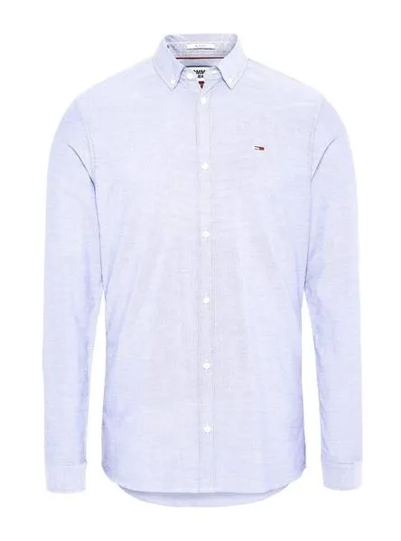 camisa tommy jeans stretch oxford azul para hombre