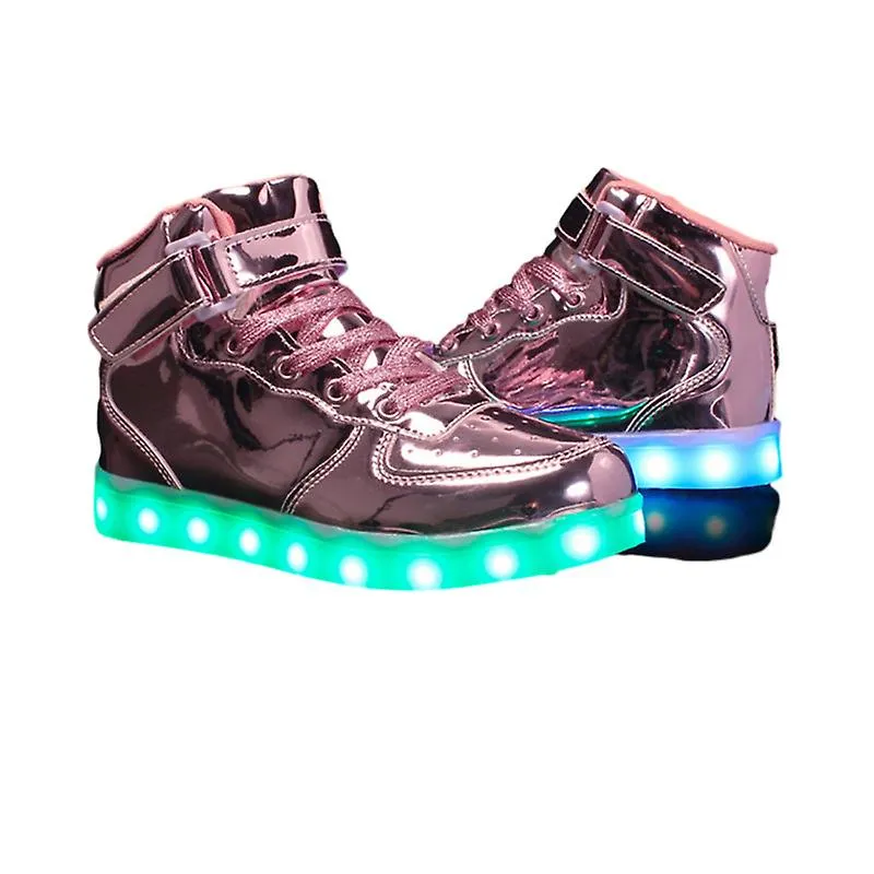 Children's Hi-Top LED Light Up Sneakers USB Rechargeable Glowing Luminous Shoes