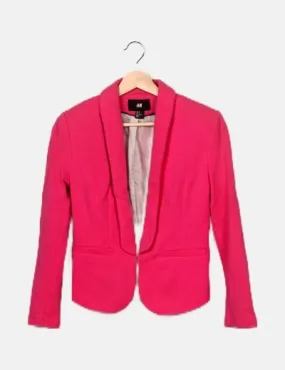 H&M Blazer rosa texturizado