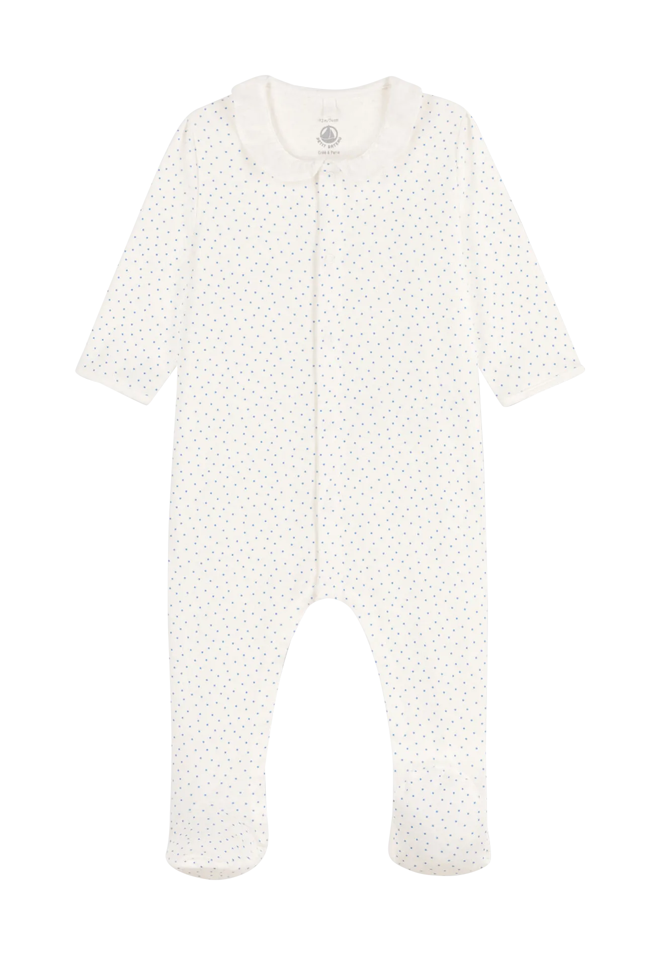 Pijama de algodón orgánico de lunares en blanco