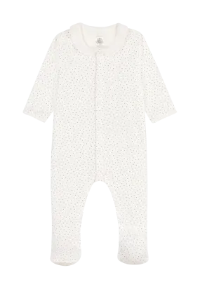 Pijama de algodón orgánico de lunares en blanco