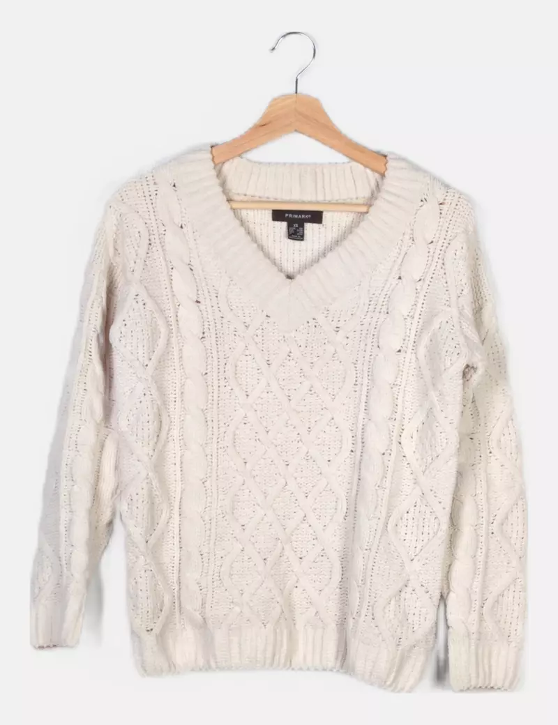 Primark Jersey punto blanco escote pico