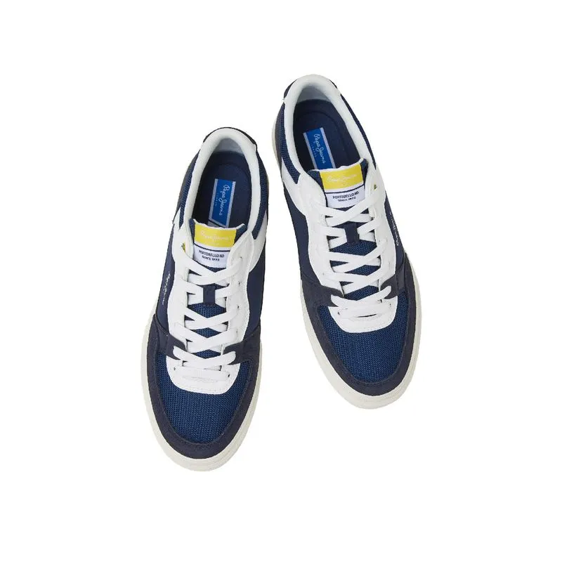 Tenis Pepe Jeans Hombre Kenton Master Mesh Azul - Blanco