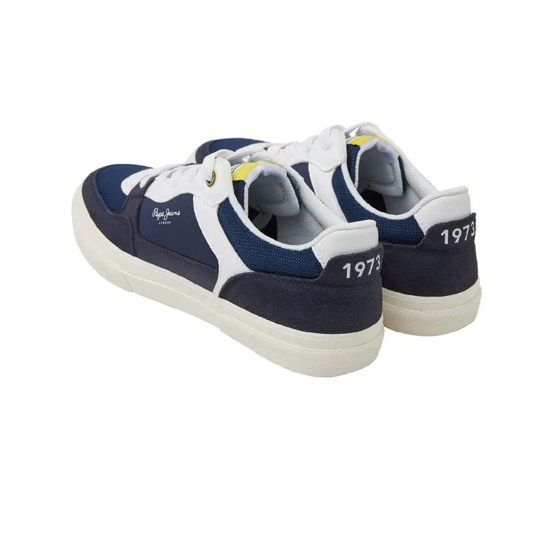 Tenis Pepe Jeans Hombre Kenton Master Mesh Azul - Blanco