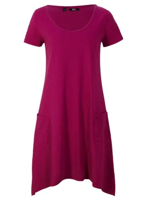 Vestido camisero corto de algodón e hilo flameado Violeta