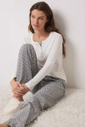 Women'secret Pijama largo paisley blanco