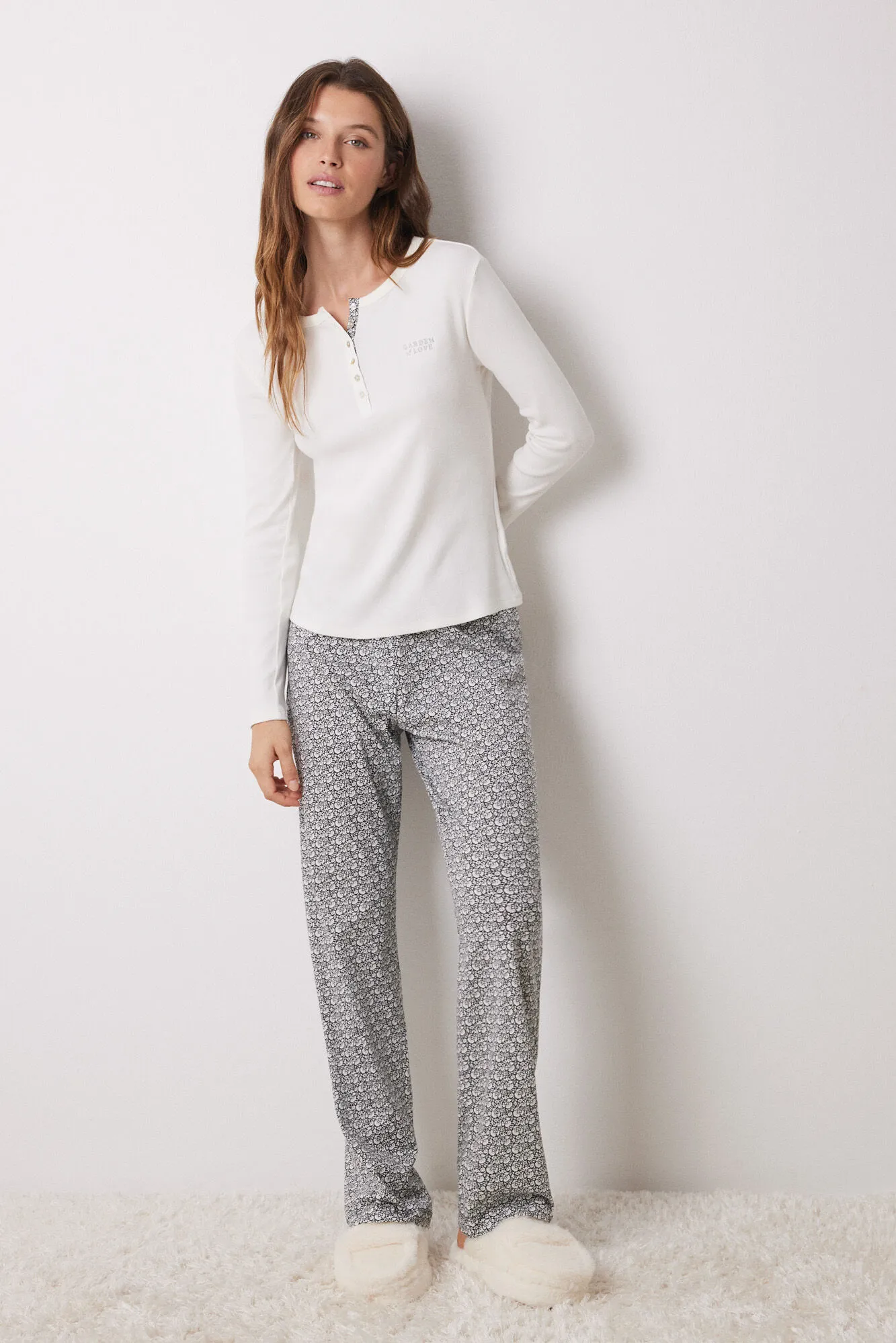 Women'secret Pijama largo paisley blanco