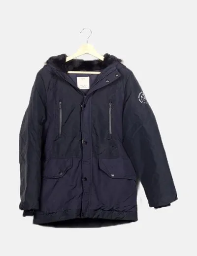 Zara Parka basica azul marino