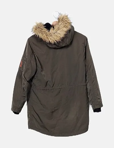 Zara Parka verde capucha pelo